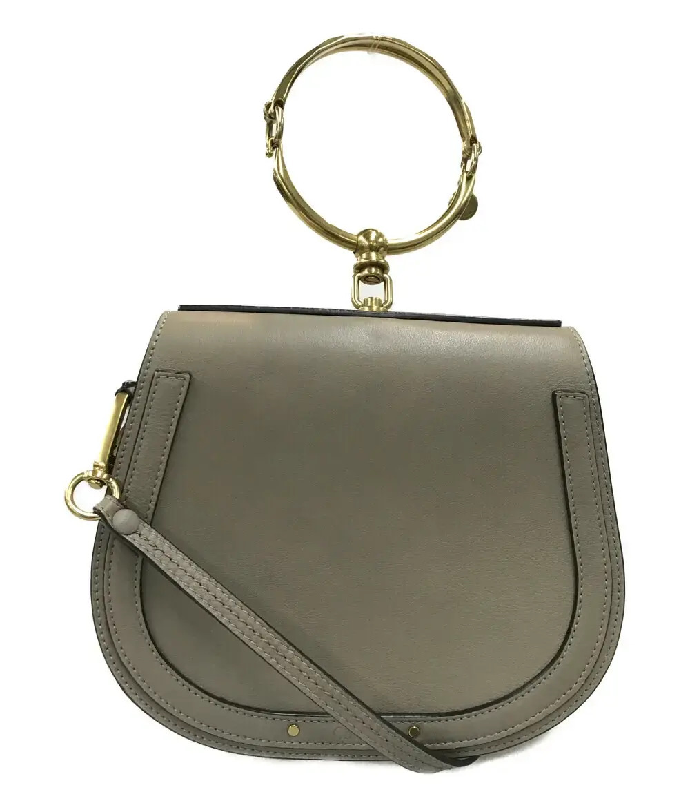 Chloe Leather Nile Bracelet Bag Goldtone Metal Ring Gray